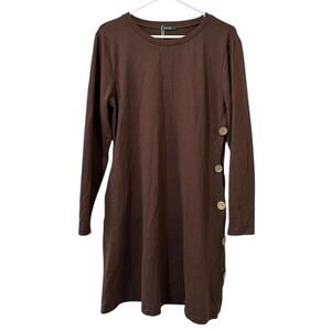 OFEEFAN Women Size Large Long Sleeve Tunic Dress Buttons Classic City Office NWT